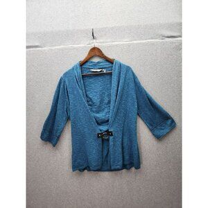 Soft Surroundings Womens XL Blue Open Front Cardigan With Metal Ring Closure